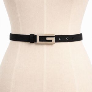 Vintage Unbranded "G" Belt Black Fabric Womens 12 Classic 90s Y2k